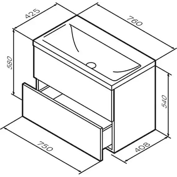 Тумба подвесная с раковиной AM.PM Gem 75 см M90FHX0752HF, орех, Цвет фасада: тёмное дерево - фото 8