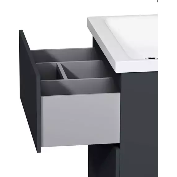 Тумба с раковиной AM.PM Gem 60 см M90FSX06022GM32, графит матовый, Цвет фасада: графит матовый - фото, картинка 3 Тумба с раковиной AM.PM Gem 60 см M90FSX06022GM32, графит матовый, Цвет фасада: графит матовый - фото 3