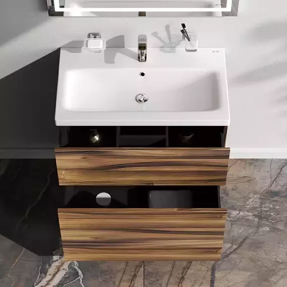 Тумба напольная с раковиной AM.PM Gem 75 см M90FSX0752HF, орех, Цвет фасада: тёмное дерево - фото 3