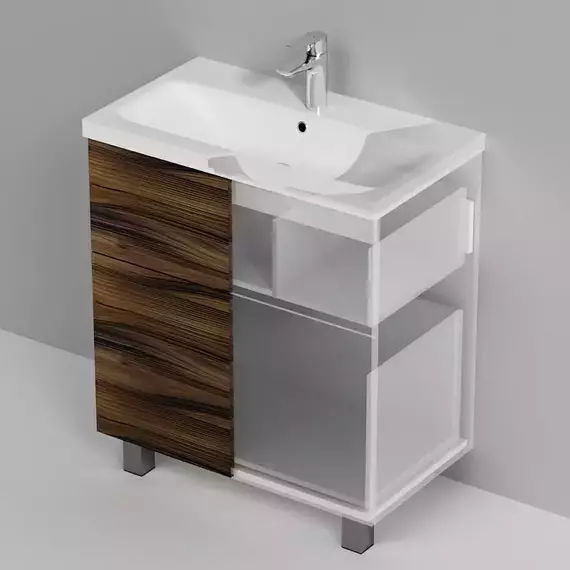 Тумба напольная с раковиной AM.PM Gem 75 см M90FSX0752HF, орех, Цвет фасада: тёмное дерево - фото 5