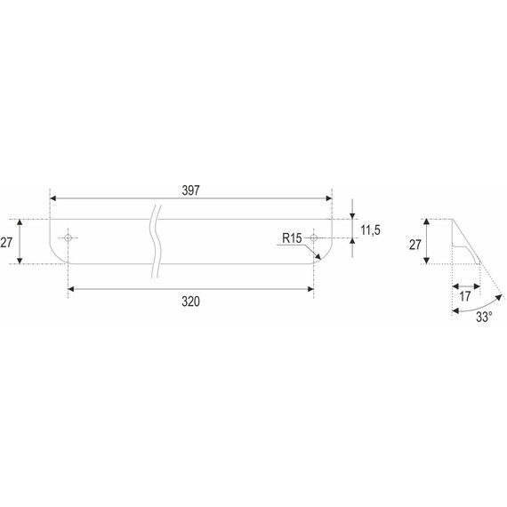 Ручка для мебельной тумбы Cezares Eco 40 см RS156GR.3/320 (1 шт) серый - фото 5