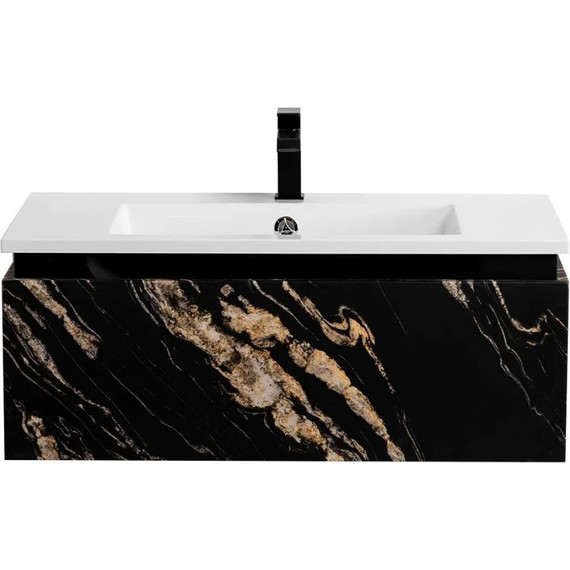 Тумба подвесная с раковиной Cezares SLIDER-800-1C-SO-NF-P 80 см, чёрный фьюжн - фото 