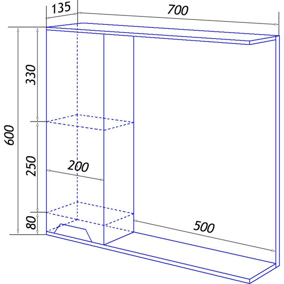 Зеркало-шкаф Loranto Florena 70 см CS00090036, темный бетон - фото 12