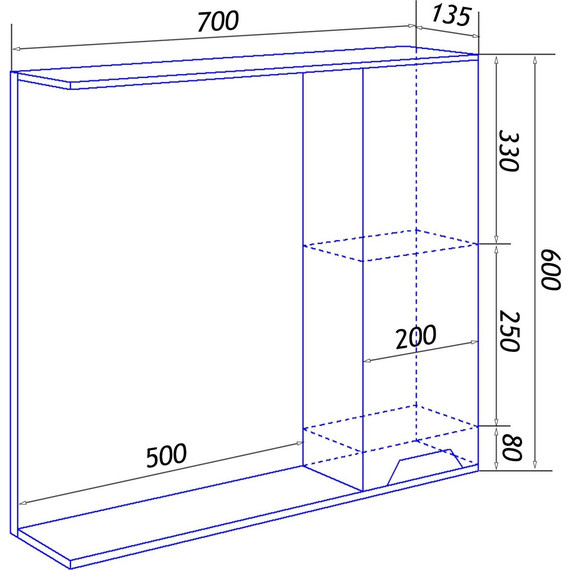 Зеркало-шкаф Loranto Florena 70 см CS00090037, темный бетон - фото 13