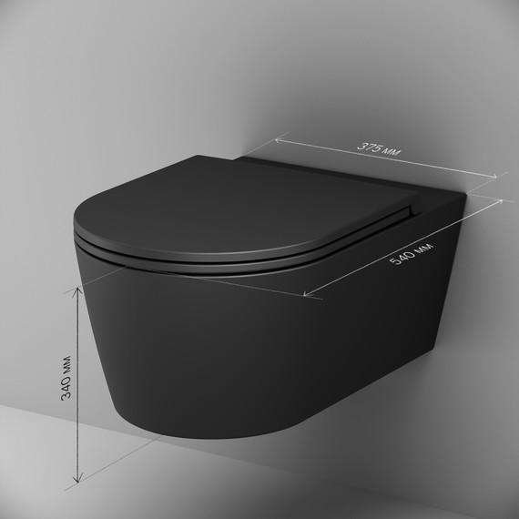 Унитаз подвесной Am.Pm Func FlashClean C8F1701MBSC  с сиденьем микролифт, чёрный матовый, Цвет производителя: чёрный матовый - фото, картинка 11 Унитаз подвесной Am.Pm Func FlashClean C8F1701MBSC  с сиденьем микролифт, чёрный матовый, Цвет производителя: чёрный матовый - фото 11