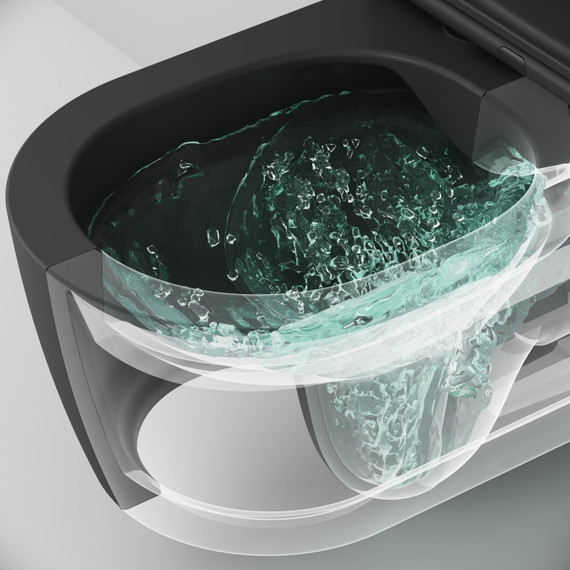 Унитаз подвесной Am.Pm Func FlashClean C8F1701MBSC  с сиденьем микролифт, чёрный матовый, Цвет производителя: чёрный матовый - фото, картинка 8 Унитаз подвесной Am.Pm Func FlashClean C8F1701MBSC  с сиденьем микролифт, чёрный матовый, Цвет производителя: чёрный матовый - фото 8