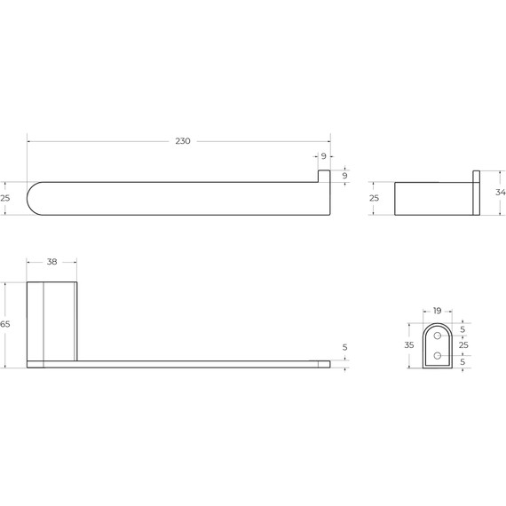 Полотенцедержатель Cezares Stylus STYLUS-TH02-BORO, цвет брашированное золото, Цвет производителя: брашированное золото - фото 3