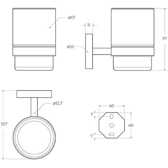 Стакан для зубных щеток Cezares Relax RELAX-TUMS-NOP, цвет чёрный матовый - фото 2