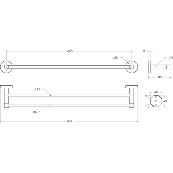 Полотенцедержатель Cezares Relax RELAX-THD-65-NOP, цвет чёрный матовый - фото 2