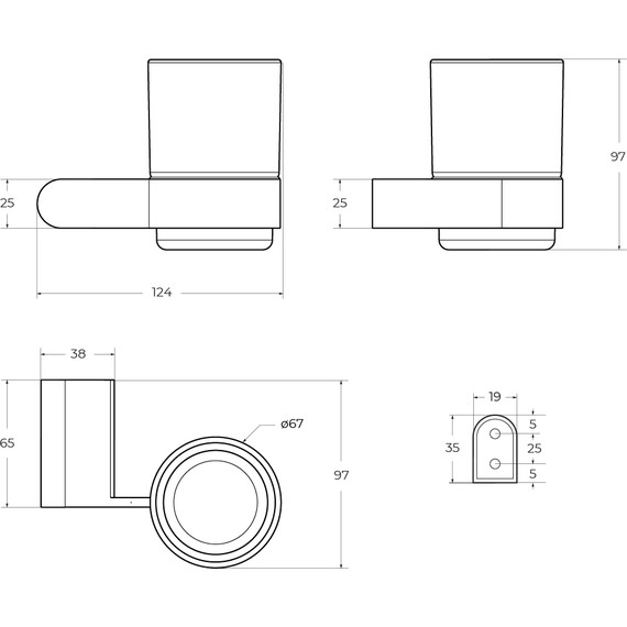 Стакан для зубных щеток Cezares Stylus STYLUS-TUMS-01 - фото 2
