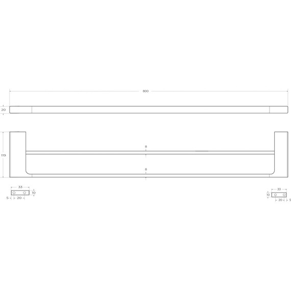 Полотенцедержатель Cezares Slider SLIDER-THD-80-IN, цвет сатин - фото 2