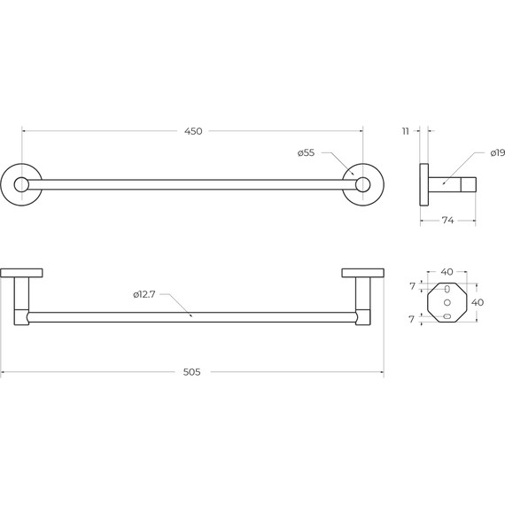 Полотенцедержатель Cezares Relax RELAX-TH-50-GM, цвет оружейная сталь - фото 2