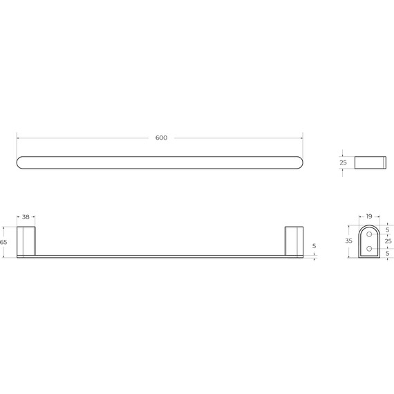 Полотенцедержатель Cezares Stylus STYLUS-TH-60-NOP, цвет чёрный матовый - фото 2