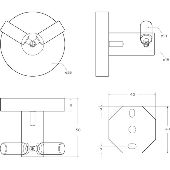 Двойной крючок Cezares Relax RELAX-HKD-GM, цвет оружейная сталь, Цвет производителя: оружейная сталь - фото 2