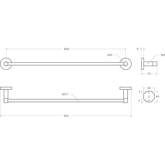 Полотенцедержатель Cezares Relax RELAX-TH-65-GM, цвет оружейная сталь - фото 2