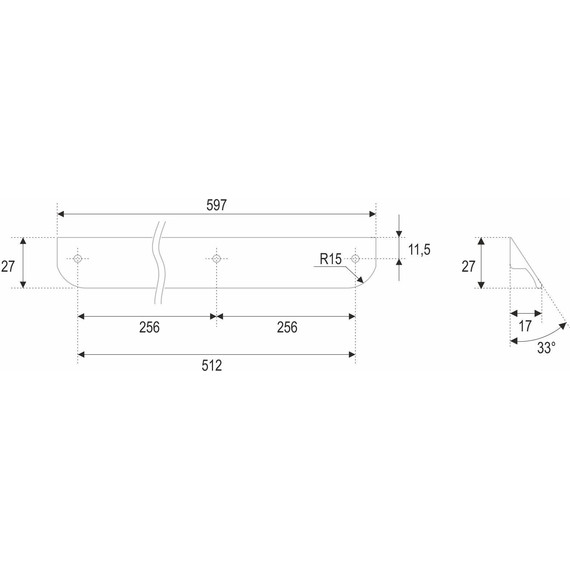 Ручка для мебельной тумбы Cezares Eco 60 см RS156GR.3/512 (1 шт) серый - фото 4
