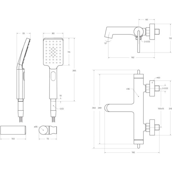 Смеситель для ванны BelBagno ACQUA-VASM/DFS-CRM - фото 2