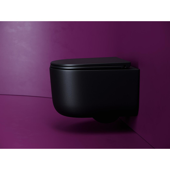 Унитаз подвесной безободковый Ceramicanova Ulma CN4006TMB с тонкой крышкой микролифт, чёрный матовый, Цвет производителя: чёрный матовый - фото 3