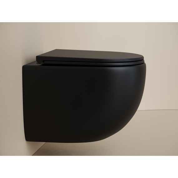 Унитаз подвесной безободковый Ceramicanova Up CN4007MB с тонкой крышкой микролифт, чёрный матовый, Цвет производителя: чёрный матовый - фото 5