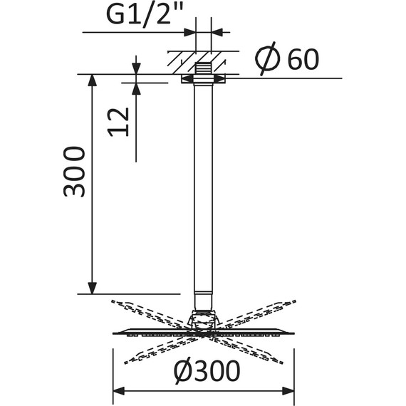 Верхний душ Cezares 300x300 мм CZR-B-TDDR-30/30-01 - фото 2
