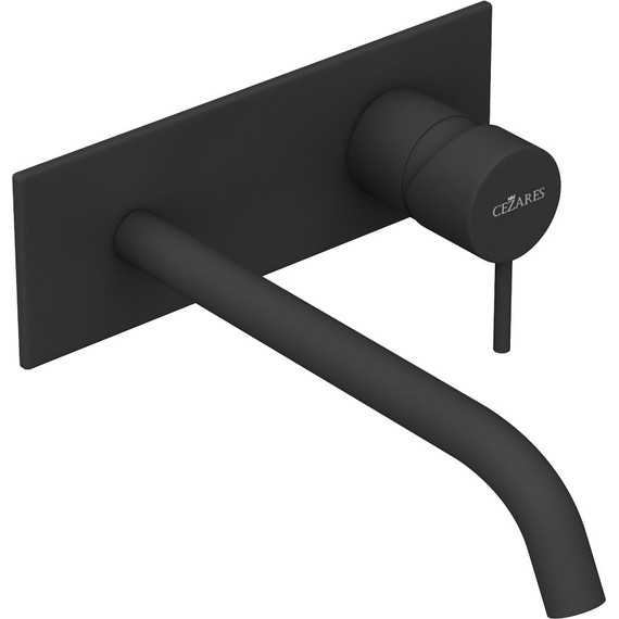 Смеситель для раковины настенный Cezares LEAF-BLI1-L-NOP (со скрытой частью) чёрный матовый - фото 2