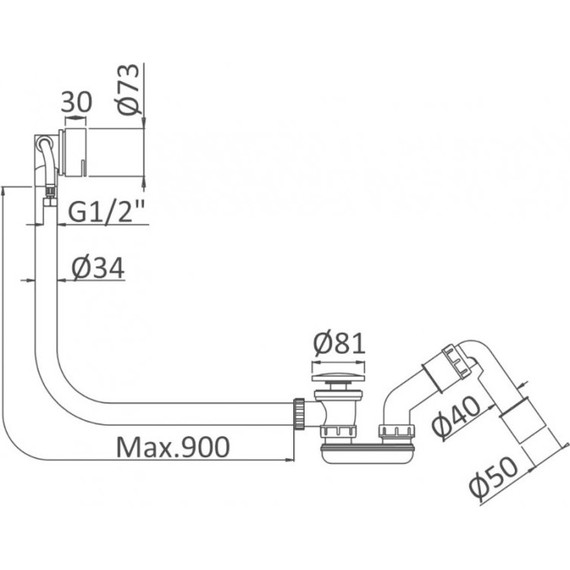 Сифон для ванны Cezares CZR-B-STW-BIO, белый матовый - фото 2