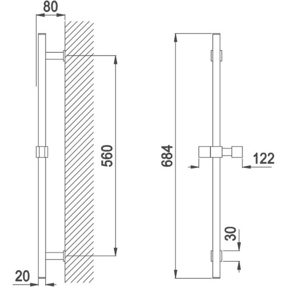Душевая штанга Cezares CZR-B-SDQ-NOP, чёрный матовый - фото 2