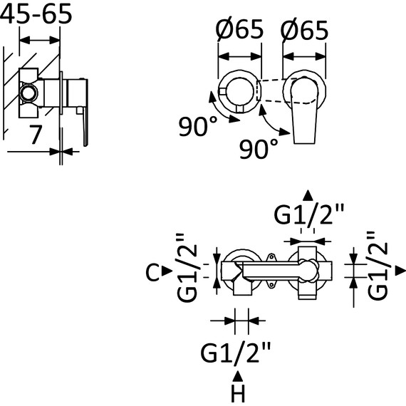 Смеситель для ванны Cezares NAUTIC-VDIM2-M-NOP (со скрытой частью) чёрный матовый, Цвет производителя: чёрный матовый - фото 2
