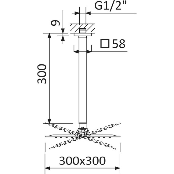 Верхний душ Cezares 300x300 мм CZR-B-TDDQ-30/30-01 - фото 2