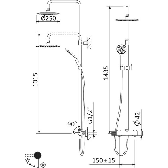 Душевая стойка Cezares LEAF-CDA-25-L-NOP, чёрный матовый, Цвет производителя: чёрный матовый - фото 5