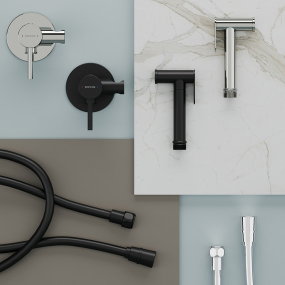 Набор для гигиенического душа Sancos Start SC1001MB, чёрный матовый (скрытая часть) - фото 7