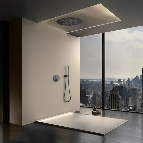 Душевая система для душа с термостатом Timo Saona SX-2370/18SM, чёрное золото (верхний душ 500 мм) - фото 2