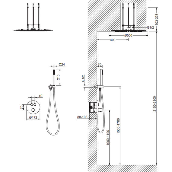 Душевая система для душа с термостатом Timo Saona SX-2370/00SM, хром (верхний душ 500 мм) - фото 7