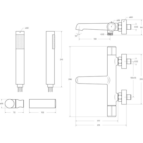 Смеситель для ванны BelBagno UNO-VASM/DFS-CRM - фото 2