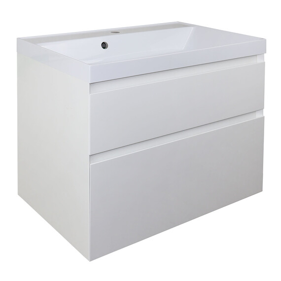 Тумба подвесная с раковиной Azario Velluto 80 см CS00088603, белый матотвый - фото 