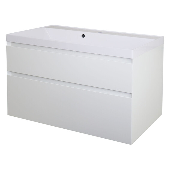 Тумба подвесная с раковиной Azario Velluto 100 см CS00088604, белый матотвый - фото 