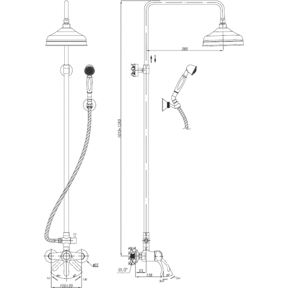 Душевая стойка Cezares LIRA-M-CD-01 - фото 2