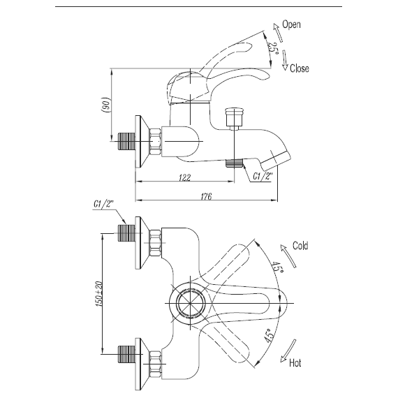Смеситель для ванны Cezares LIRA-M-VDM1-01, Цвет производителя: хром - фото 2