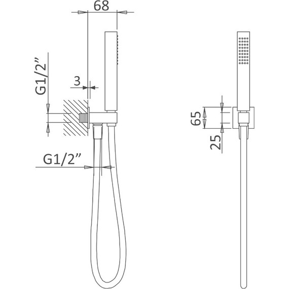 Душевой гарнитур Cezares PORTA-DEFM-NOP, чёрный матовый - фото 2