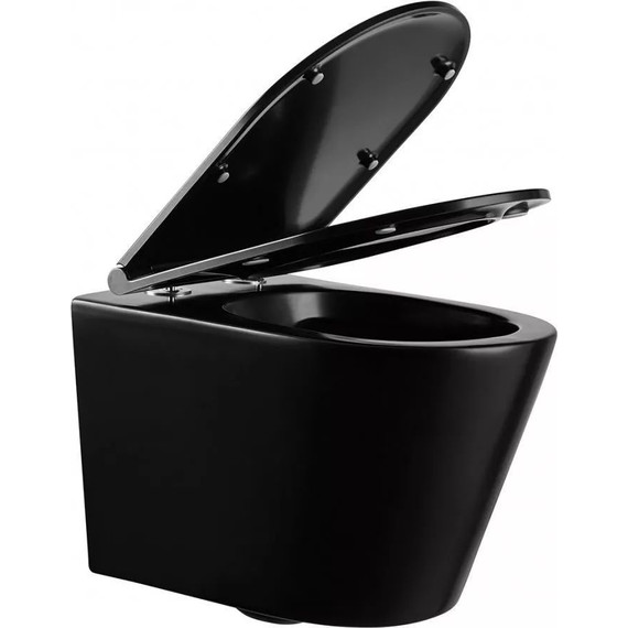 Инсталляция с подвесным унитазом комплект: TECEbase 2.0 9400414 с подвесным безободковым унитазом Abber Bequem AC1102MB сиденье микролифт, крепление, кнопка смыва чёрная матовая - фото 7