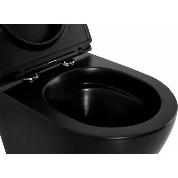 Инсталляция с подвесным унитазом комплект: TECEbase 2.0 9400414 с подвесным безободковым унитазом BelBagno Colorato BB062CHR-MB сиденье микролифт, крепление, кнопка смыва чёрная матовая - фото 8