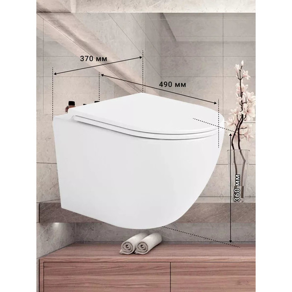 Инсталляция с подвесным унитазом комплект: TECEbase 2.0 9400412 с подвесным безободковым унитазом Sintesi Evi SIN-TS-EVI-152 сиденье микролифт, крепление, кнопка смыва хром глянцевый (система смыва Торнадо) - фото 12