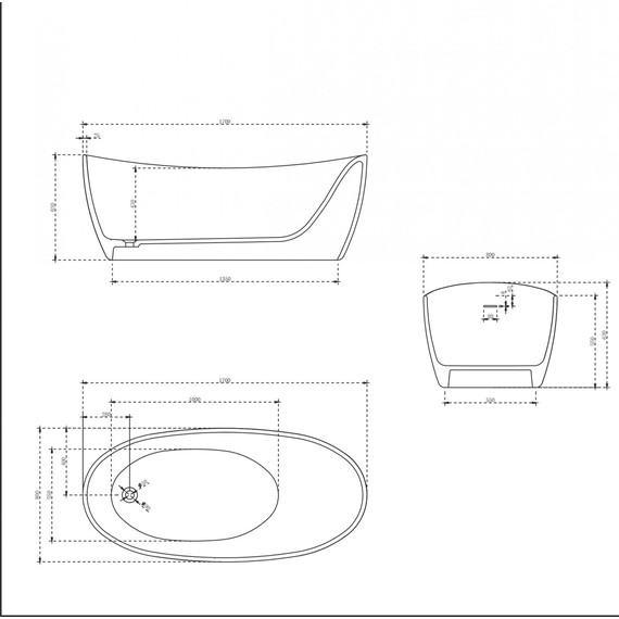 Ванна отдельностоящая Solid Surface Vincea 170x80 см VBT-6S03MW, белый матовый - фото 6