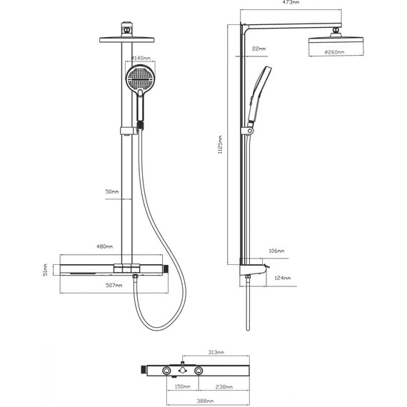 Душевая система для ванны Vincea Aspire VSFS-4AS1CH - фото 3