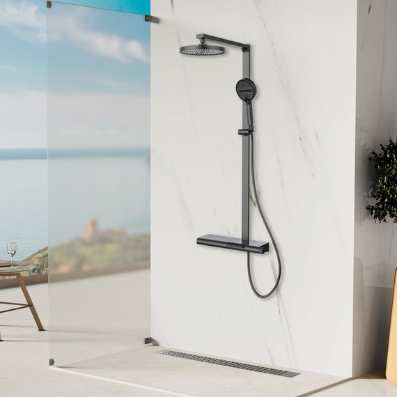 Душевая система для ванны Vincea Aspire VSFS-4AS1GM, вороненая сталь - фото 2