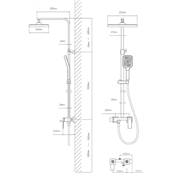 Душевая система для ванны Vincea Cube VSFS-4C12BG, брашированное золото - фото 3