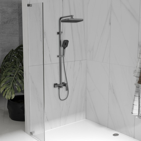 Душевая система для ванны Vincea Cube VSFS-4C12GM, вороненая сталь - фото 2