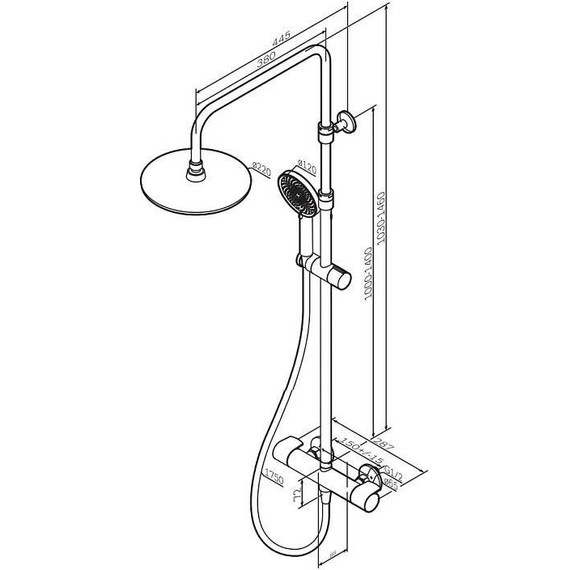 Душевая стойка с термостатом Am.Pm X-Joy F0785A499, золото, Цвет производителя: золото - фото 6