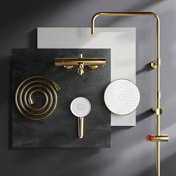 Душевая стойка с термостатом Am.Pm X-Joy F0785A599, золото, Цвет производителя: золото - фото 5