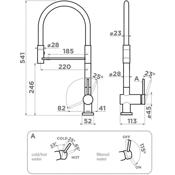 Смеситель для кухни Omoikiri Kanto-2 Plus-SB BN-WH 4994450, нержавеющая сталь/белый - фото, картинка 4 Смеситель для кухни Omoikiri Kanto-2 Plus-SB BN-WH 4994450, нержавеющая сталь/белый - фото 4